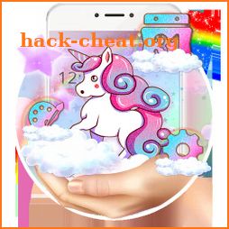 Cute unicorn rainbow theme icon