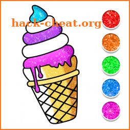 Glitter ice cream coloring fun icon