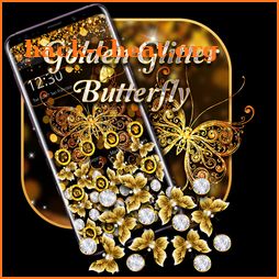 Golden Glitter Butterfly Gravity theme icon