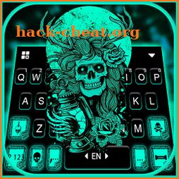 Green Glow Skull Keyboard Background icon
