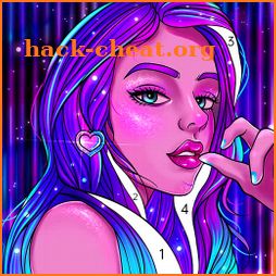 Neon Coloring Book Offline, Paint by Number Games icon