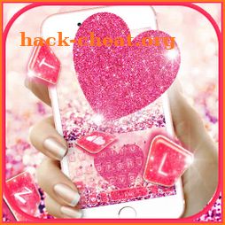 Pink Heart Glitter Keyboard Theme icon