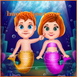 Twin mermaid babysitter care icon