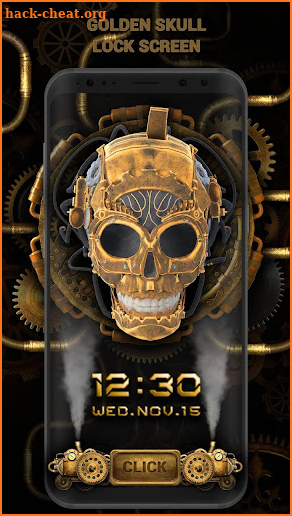 3D Golden Skull Lock Screen screenshot