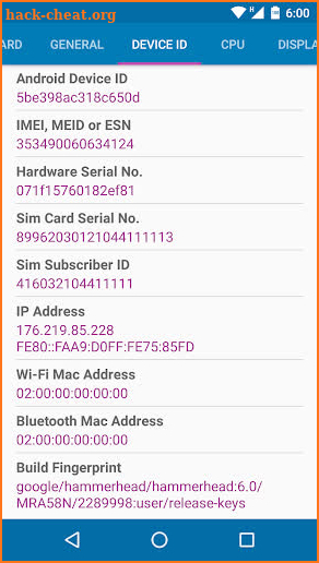 Device Info screenshot