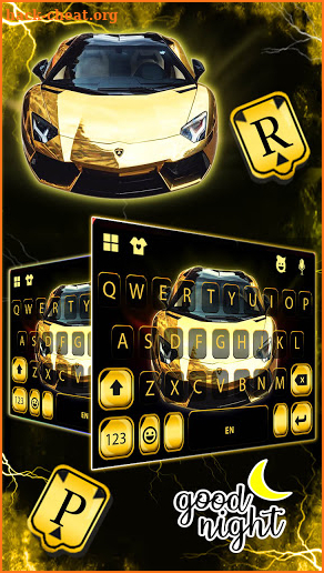 Golden Race Car Keyboard Background screenshot