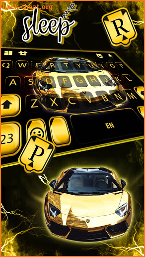 Golden Race Car Keyboard Background screenshot