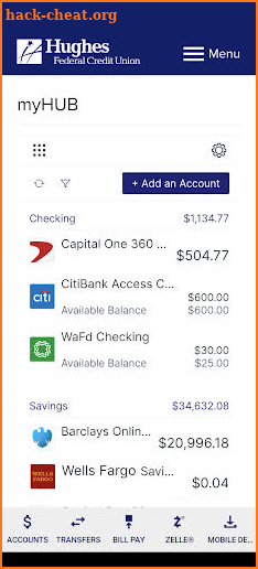 Hughes FCU Digital Banking screenshot