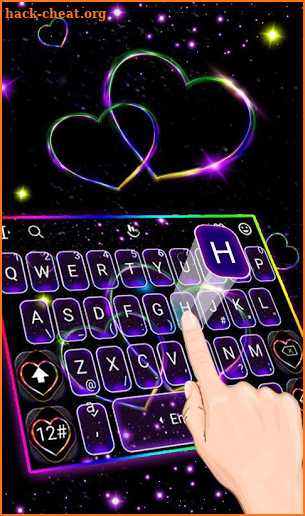 Neon Violet Heart Keyboard Theme screenshot