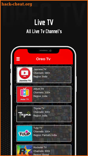 Oreo TV Guide : Live TV Channel Guide screenshot