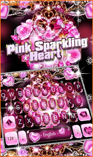 Pink Sparkling Heart Keyboard Theme screenshot