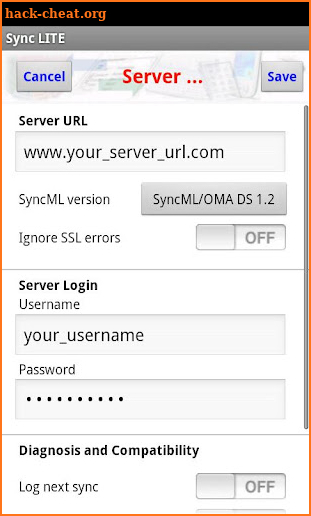 SyncML Client (Contacts only) screenshot