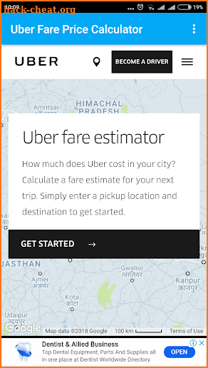 Uber Fare Price Calculator screenshot